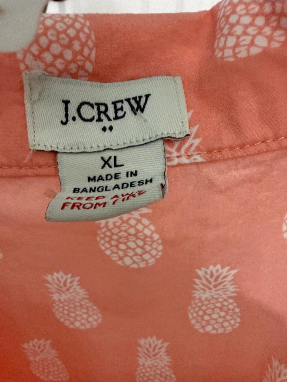 J Crew Cotton Short Slv XL Pajamas & Shorts Peach w/ Pineapple Print EUC - Picture 8 of 10